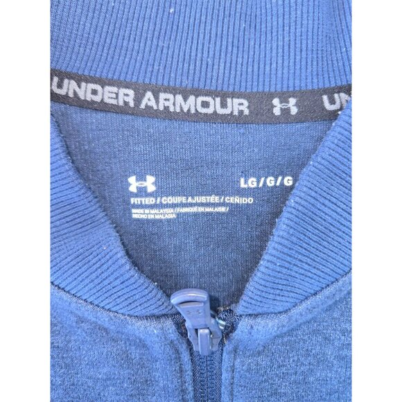 Under Armour Mens Blue Fitted Full-Zip Jacket Large - Baseball Collar - Picture 4 of 8